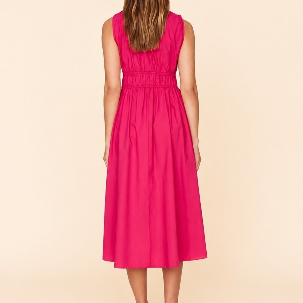 Xirena Cyra Midi Dress Pink Tulip Sleeveless 100% Cotton Empire Waist Size XS - Picture 2 of 11